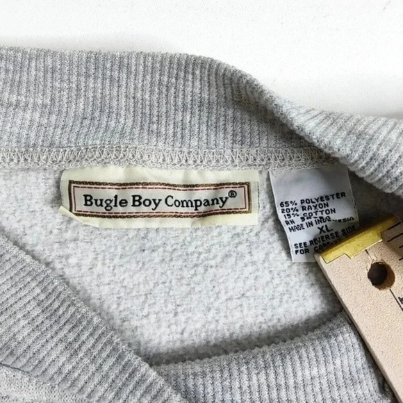 Vintage Bugle Boy Company Size Large Crewneck Sweatshirt Crest Three Tone - Picture 3 of 7